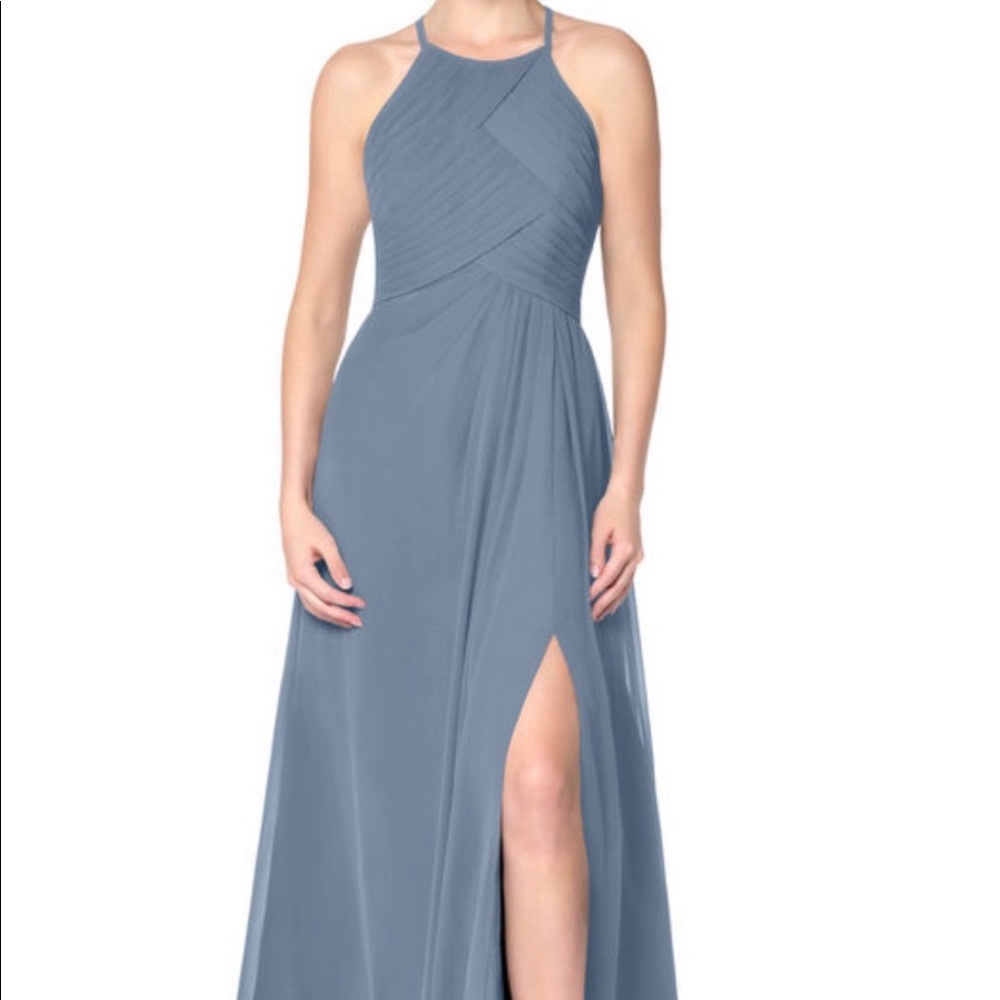 AZAZIE DUSTY BLUE BRIDESMAID DRESS A0